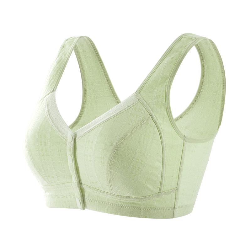 Women's Front Buckle Cotton Vest Bra - Wire-free, Plus Size for Middle-aged & Elderly Moms