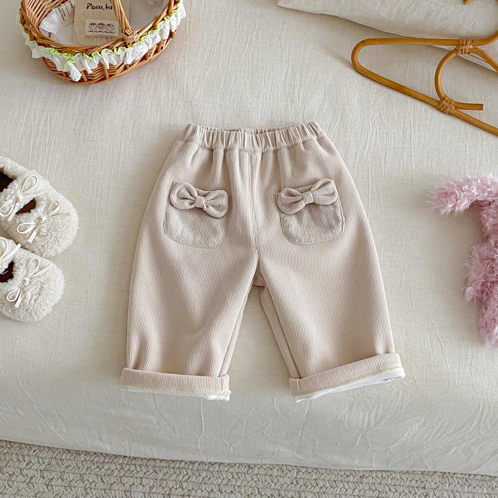 Pantaloni in Velluto a Coste con Fiocco da Ragazza - Stilosi Casual Invernali 2025