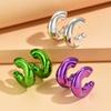 Metallic Color Acrylic Chunky C-shape Hoop Earrings for Women New Irregular Geometric Huggies Earring Glossy Jewelry