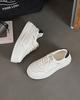 Leather platform white shoes women's 2025 autumn new versatile casual sports board shoes heightening soft-soled bread shoes
