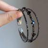 1 st Elegante Zwarte Open Elastische Armband | Luxe 3-Rijig Ontwerp met Synthetische Zirkonia, Geschikt voor Banketten, Vakanties, Muziekfestivals