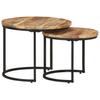 Set of 2 Side Tables Raw Mango Wood