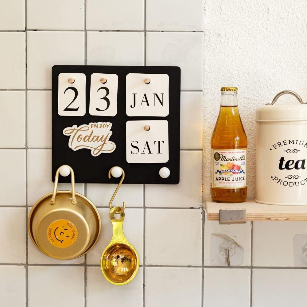 Wall-mounted Perpetual Calendar Ornaments Adjustable DIY Calendar with Hooks Bedroom