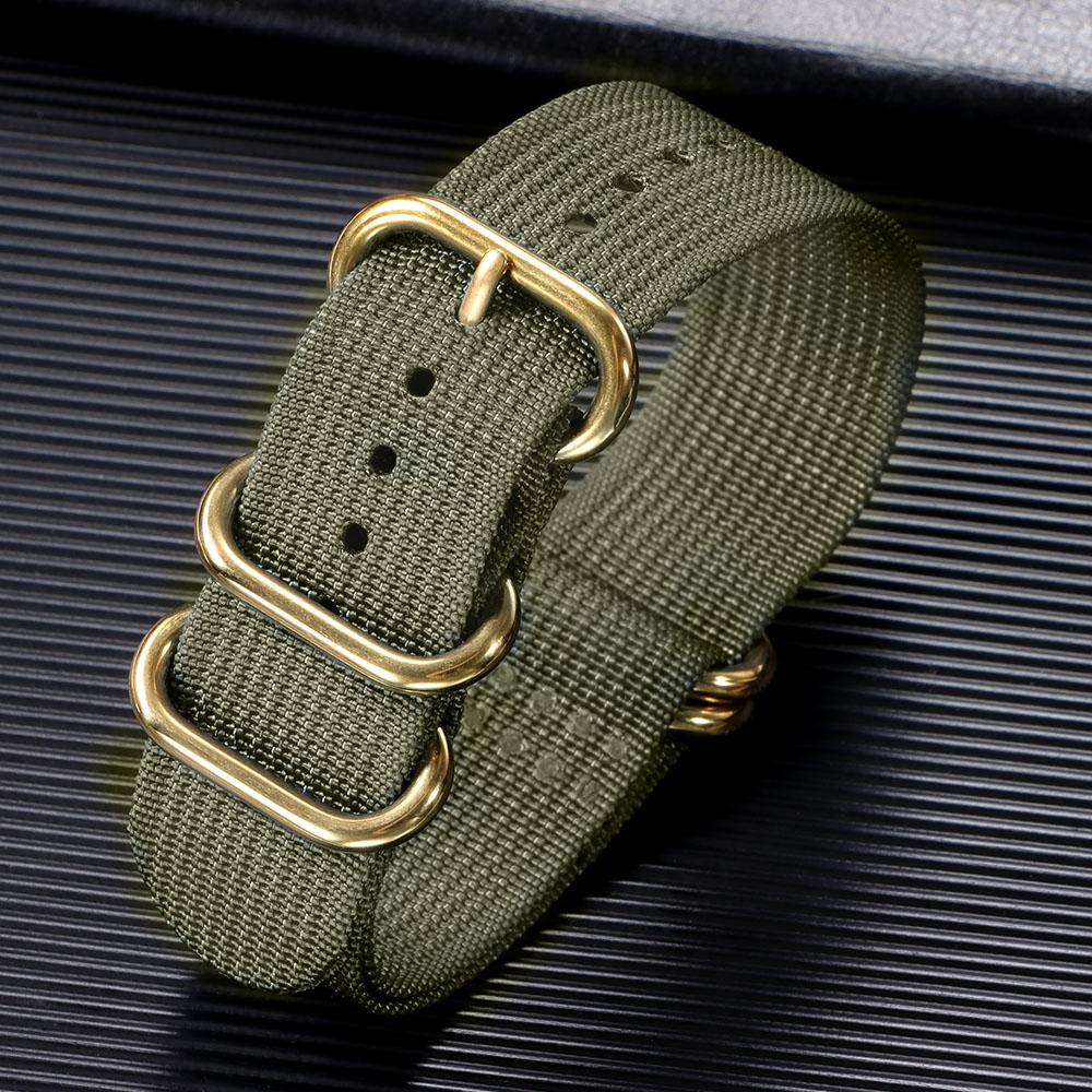 18/20/22/24mm Fibbia Dorata Nylon Alta Densità Cinturino Orologio Uomo Donna Cinturino Business Tela Intrecciata Sportivo Resistente Durevole Braccialetti