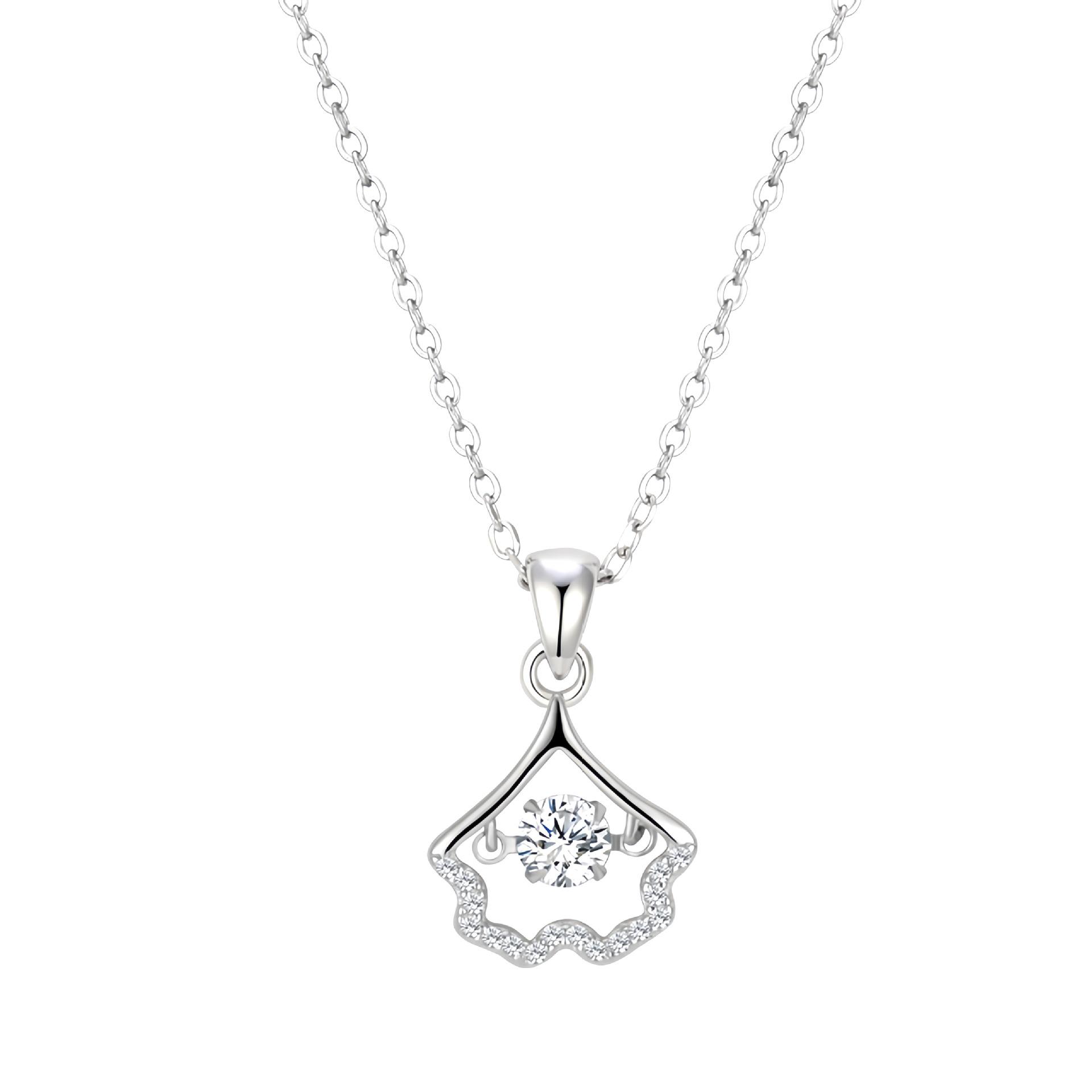 S925 Sterling Silver Ginkgo Leaf Apricot Necklace - Korean & Japanese Style for Women 925 Sterling Silver