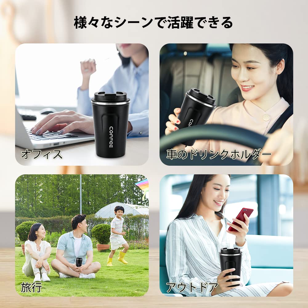 VKING Stainless Steel Vacuum Insulated Tumbler with Coffee and Ice Keeps Hot or Cold 380ml Easy to and Includes Flat Perfect as a Gift Lid, Cup,