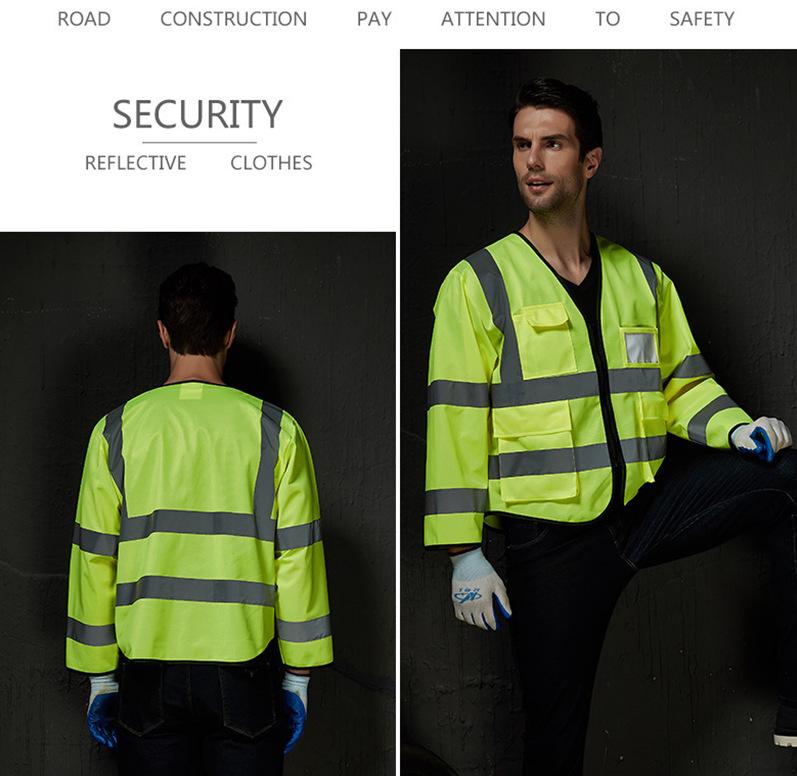 Reflexväst med lång ärm för byggarbete, vägarbete och fiske