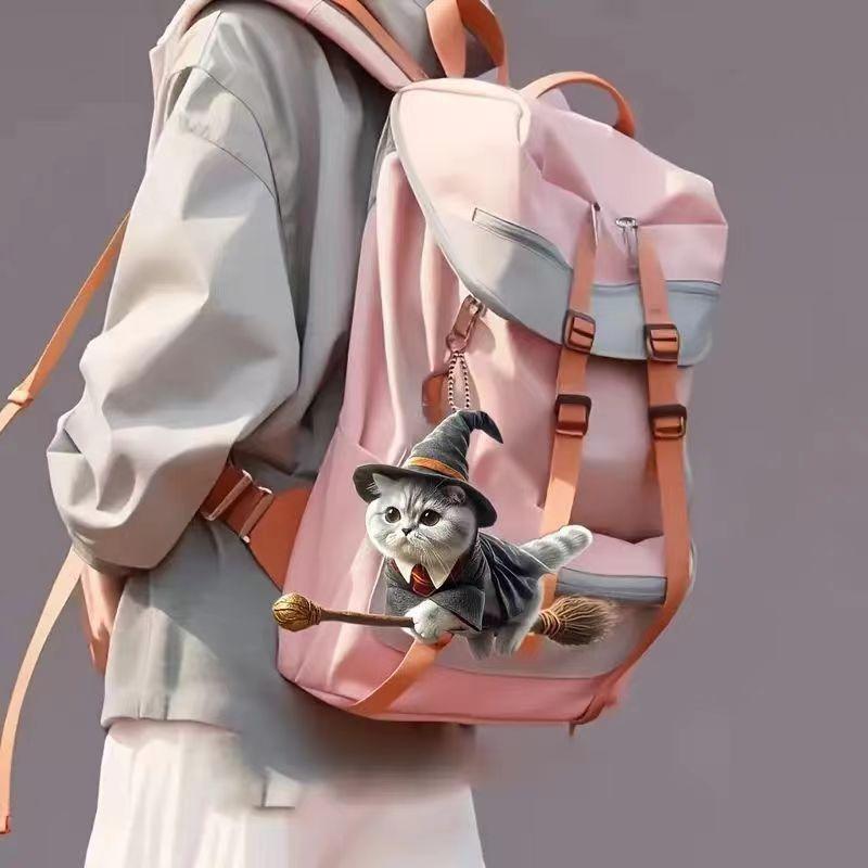 1 Stück flache magische Katze, Autoanhänger, Rucksackanhänger Schmuck