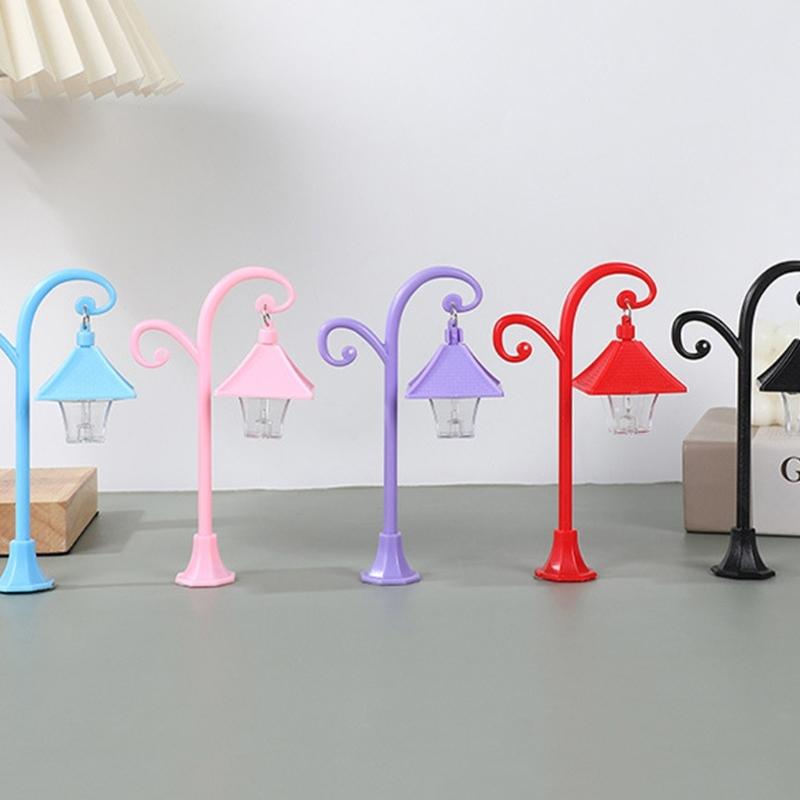 Miniature Street Light Model for Dollhouses Decoration Garden Pathway Scene Display Accessories Landscape Lamp Model 2PCS