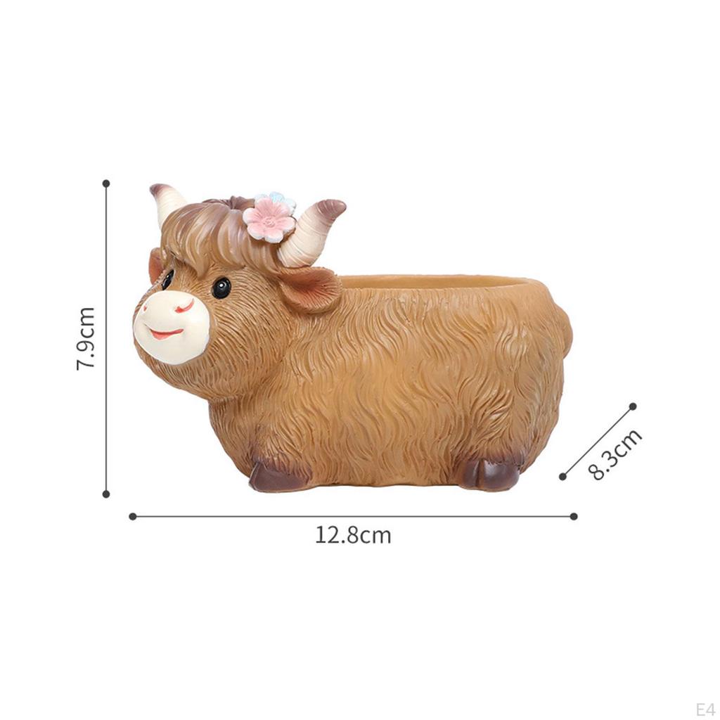 Niedlicher Tier-Pflanztopf Rinderfigur Ornament Harz Kuhstatue Heimdekoration Geschenk Blume