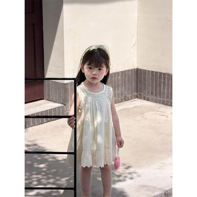 Girls' Cotton Striped Tank Sundress Set - Sleeveless Summer Dress In Cool Korean Style