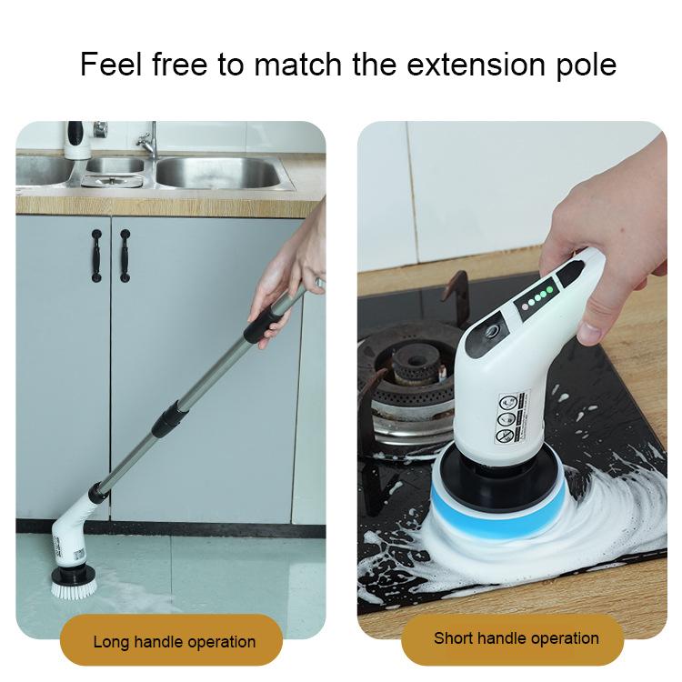 Electric Massage Electric Cleaning Brush and Long Handle Cordless Rotating Scrubber Bathroom Cleaning Brush