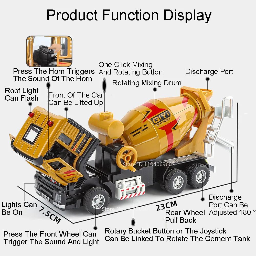 1:40 Legering Elektrische Betonmixer Vrachtwagen Speelgoed Auto's Diecast Modellen 2 Deuren Openen Terugtrekken Bouwvoertuig Licht Geluid Speelgoed Kindercadeaus