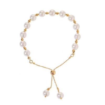 Fashionable Imitation Pearls Stretch Bracelet Minimalist Style Elastic Cord Pull-out Handchain Jewelry For Women Girls