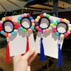 1 Pair of  Hair Band  Cloth  Tassel   Colorful Ball  Plush  Retro Style  Hair Band