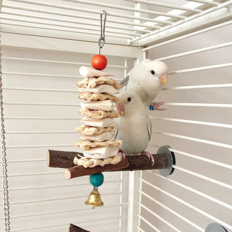 Parrot Toys, Biting Supplies, Bird Toys, Cuttlefish Bone Biting Strings, Straw Weaving Corn Husk Toys, Apple Branch Biting