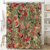 Luxurious Floral Shower Curtain with Butterflies Bathroom Decor for Home Kitchen, Waterproof Fabric In Red, Green, Pink Yellow C