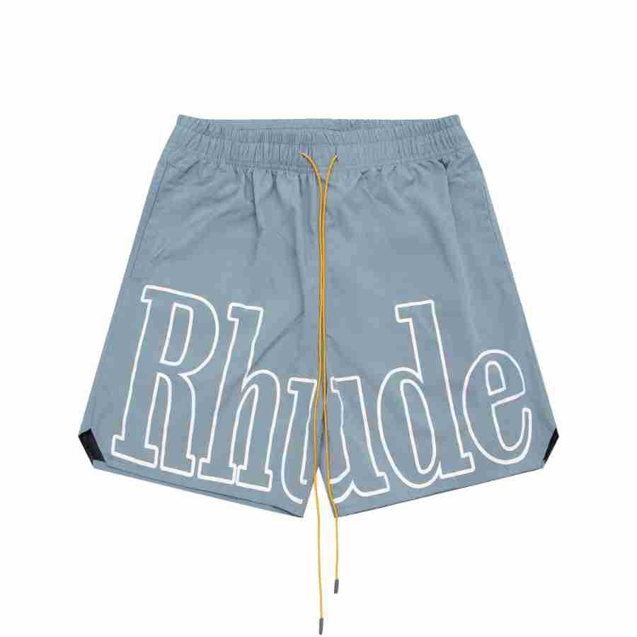 מותג אירופאי ואמריקאי טרנדי חוצה גבולות RHUDE לוגו אותיות מכנסיים קצרים ספורטיביים אלסטיים קז'ואלים לגברים ונשים מכנסי חוף High Street אמריקאי