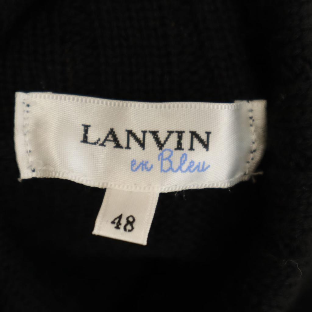 LANVIN en Bleu Hergestellt in Japan Langarm Rollkragenpullover 48 schwarzer Strick Herren Gebraucht