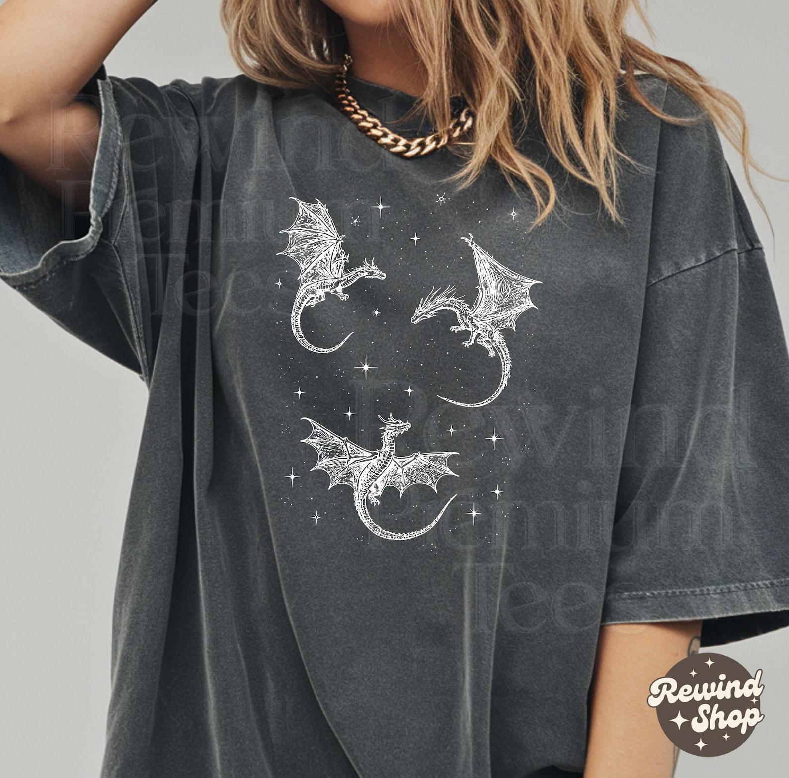 Flying Dragons Comfort Colors TShirt - Fantasy Dragon Graphic Tee - Gift for Book Reader L