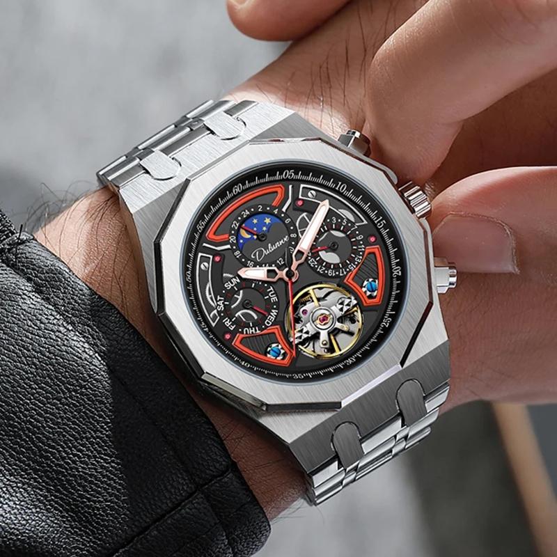 Men Mechanical Wristwatch Automatic Man Luxury Moon Phase Watches Male Casual Waterproof Business Luminous Clock