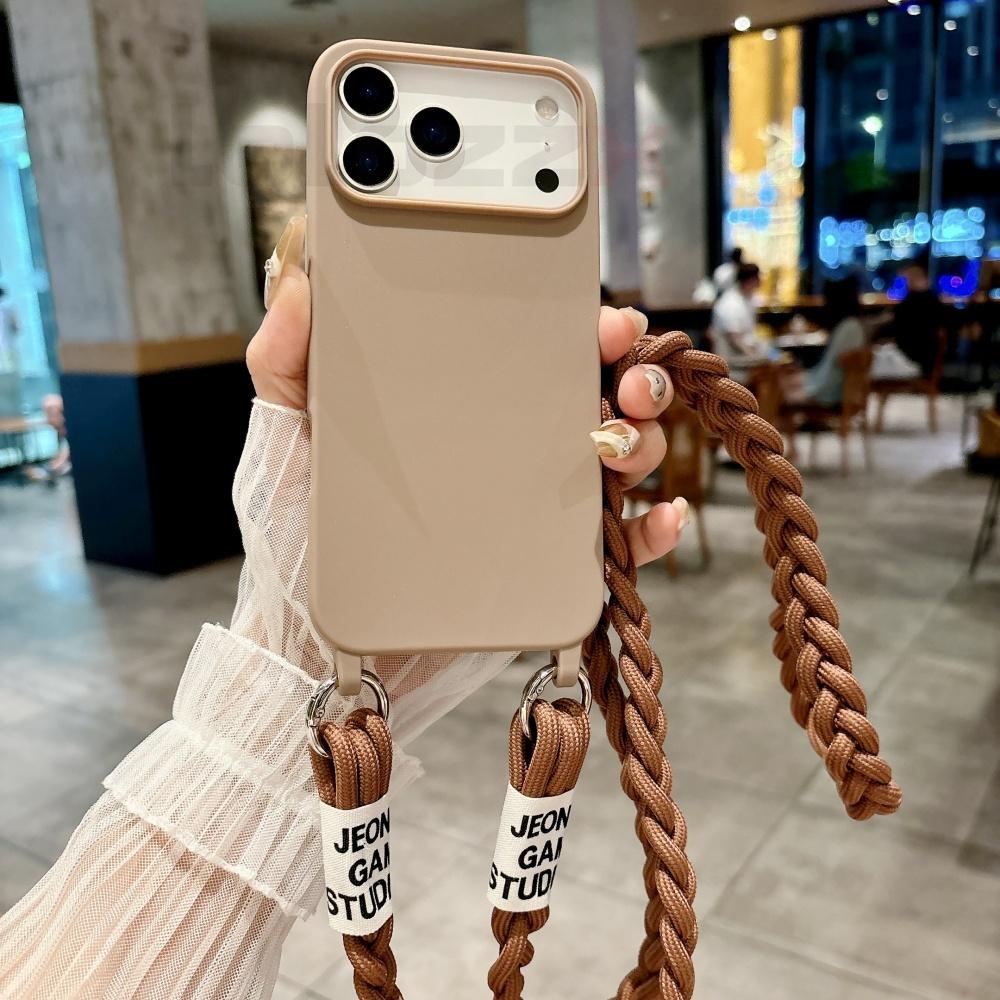 Für iPhone 17 Pro Lanyard Hülle Crossbody Strick-Lanyard Candy Weiche Handyhülle iPhone 17 Pro Max 16 15 14 Plus 13 12 Mini 17Air