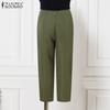 ZANZEA Women Casual Solid Color Loose Pleated Tapered Harem Pants