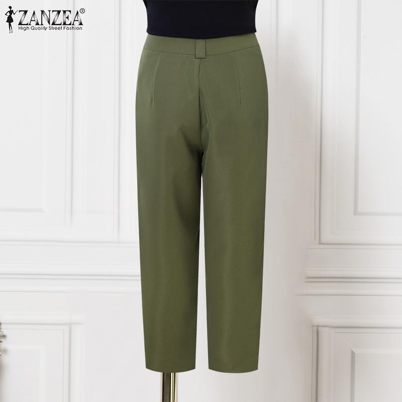 ZANZEA Women Casual Solid Color Loose Pleated Tapered Harem Pants