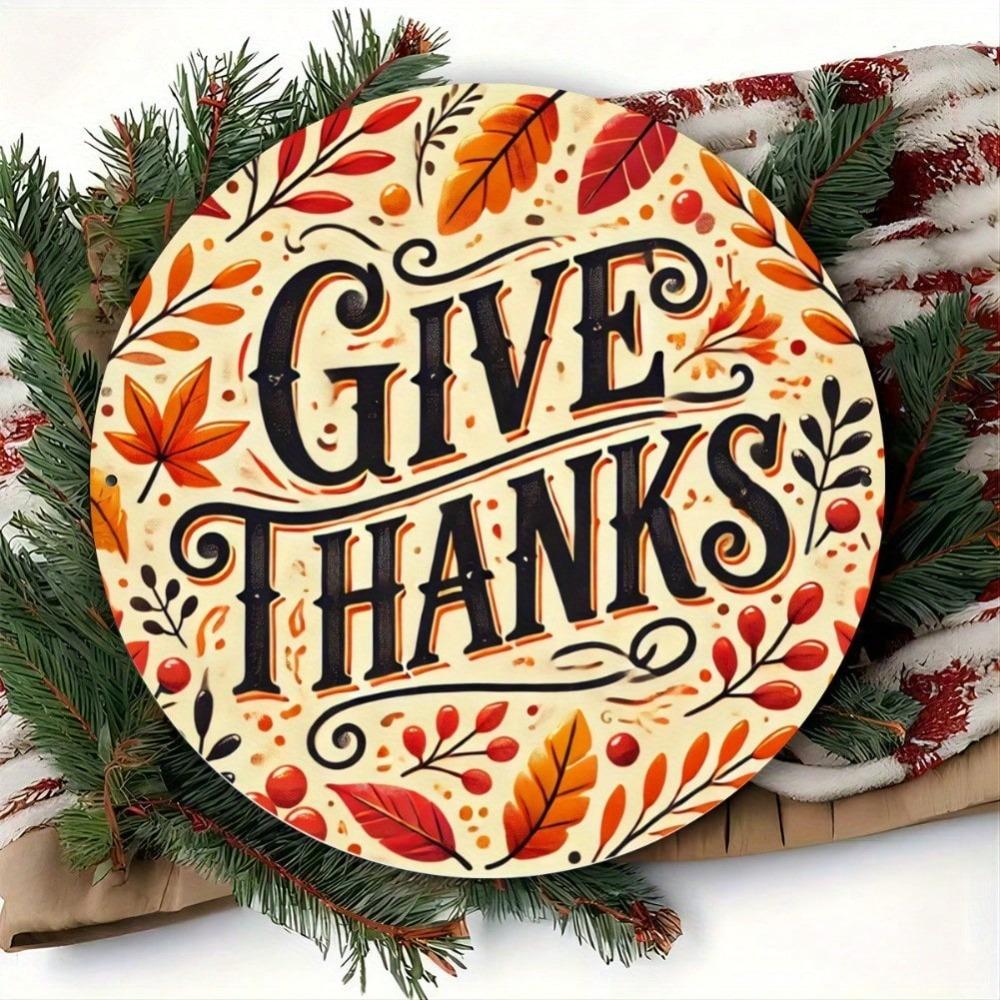 Scratch Resistant Thanksgiving Round Metal Tin Sign Wall Art for Home Bar Cafe Indoor Outdoor Decor