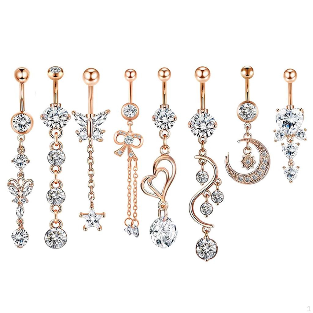8 Stück Bauchnabelringe Körperpiercing Schmuck Strasssteine für Frauen Geschenk