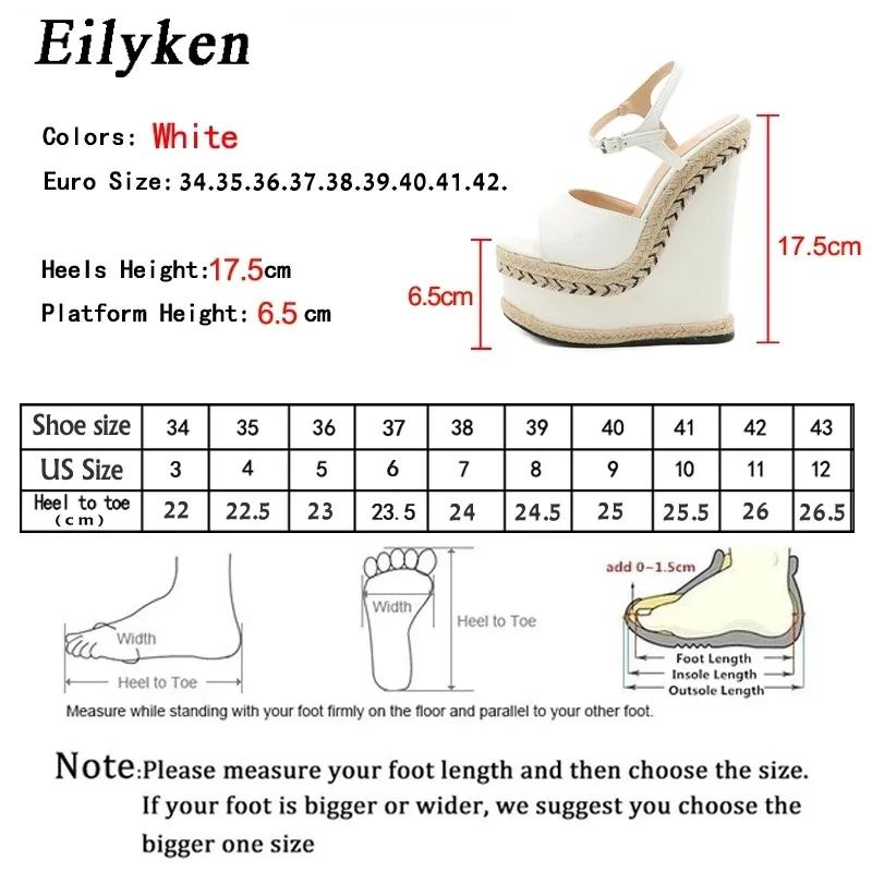 Fashion Eilyken New Fashion Open Toe Ankle Buckle Strap Platform Wedges White Women Sandals Summer Shoes Size 35-42