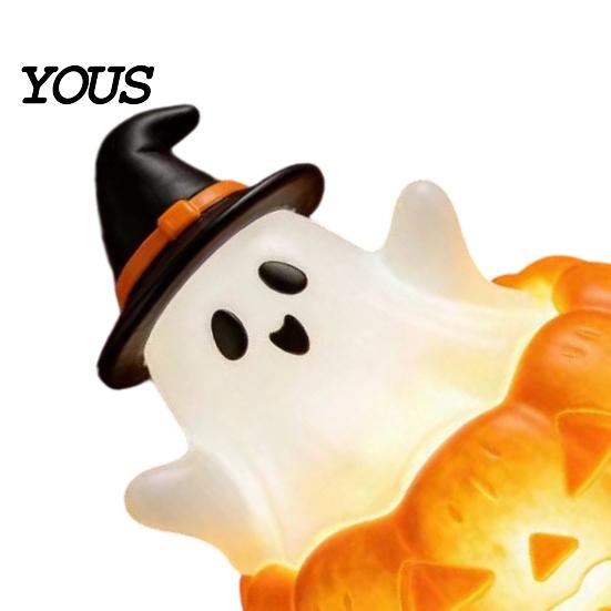 Gifts for Halloween Lovers Cute Light Up Ghost Decoration, Small Statue Night Light, Nightlight Nursery Resin Table Decoration Indoor, Kitchen Tiered