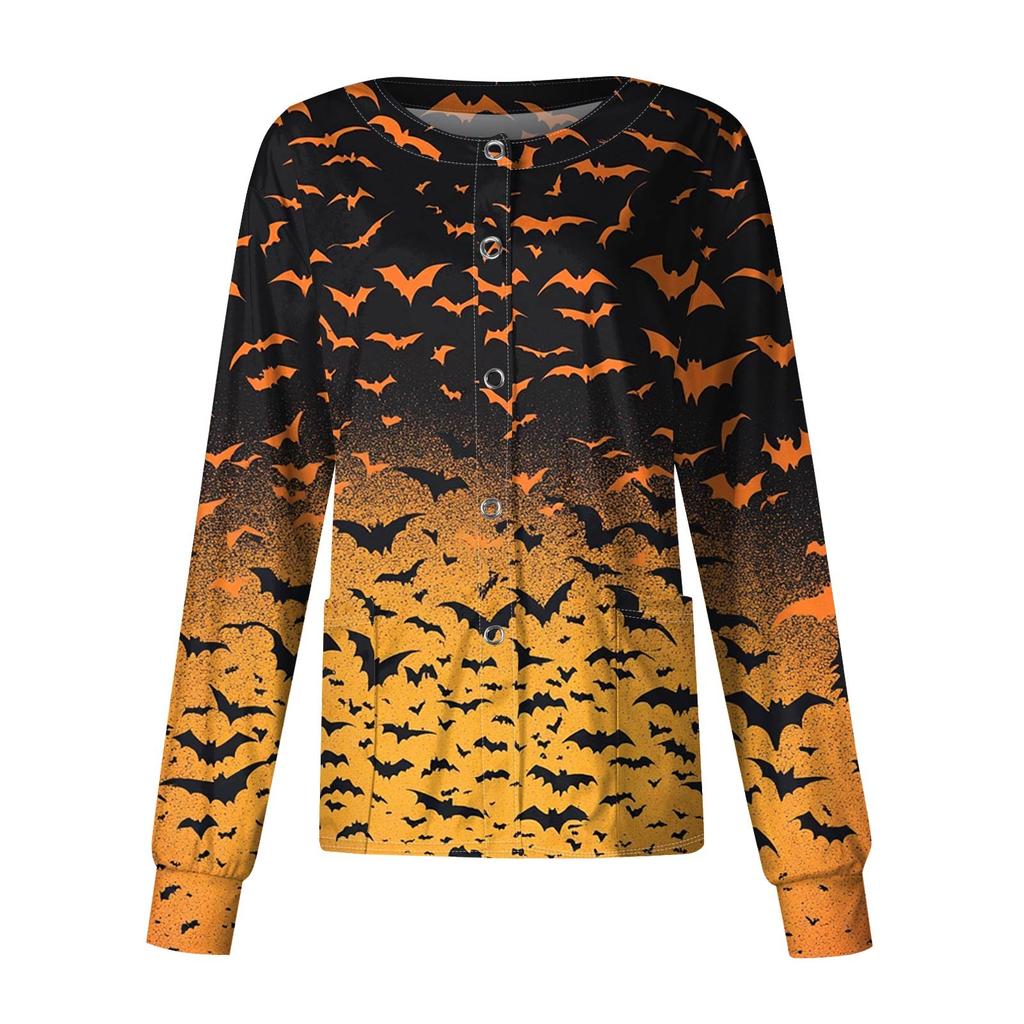 Dámské ležérní oblečení s dlouhým rukávem, jednořadové halloweenské oblečení s potiskem Cardigan Top oblečení Uniformy
