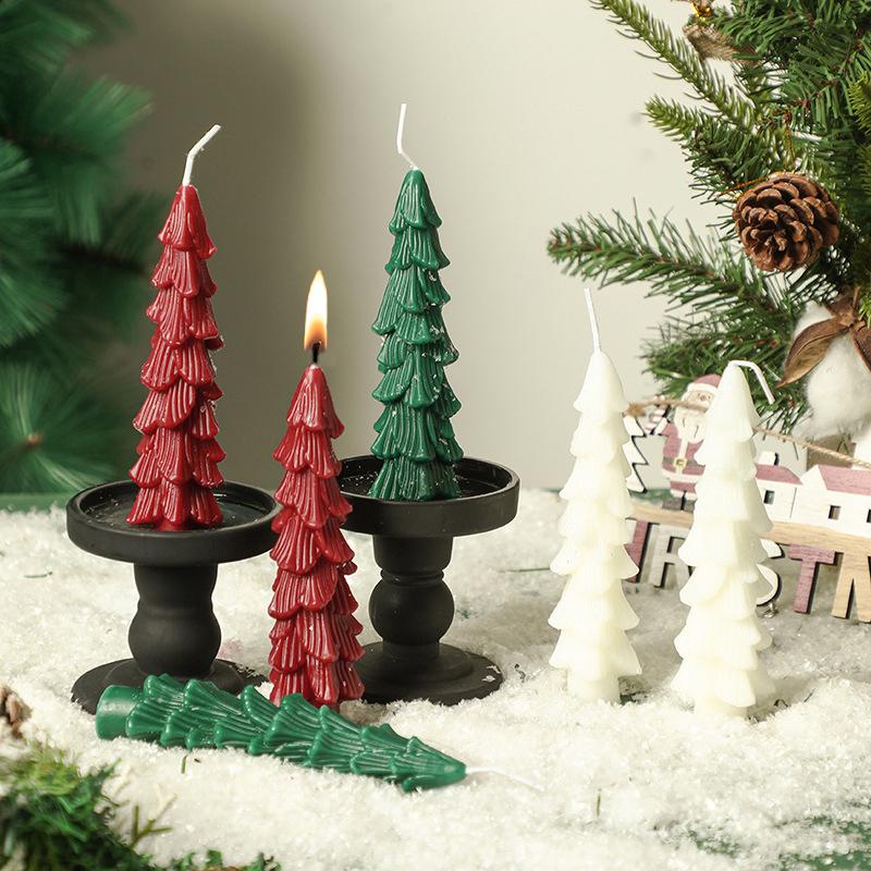 1PC Desktop Party & Tree Holiday Aroma Candle Reusable Tree Soy Wax Candle Set Holiday Decor 14x2cm