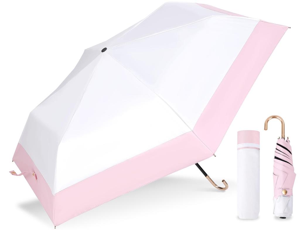 by a UV Ultra Full Folding Suitable for Sun and Pink x [Supervised Dermatologist] 100% Protection, Lightweight, Compact, Blackout, Umbrella, Two-Tone,