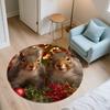Two Squirrels pattern round rug,Carpet Rug for Living Room Bedroom  Playroom ,Non-slip Floor Mat,Holiday Gifts and Birthday Gifts.