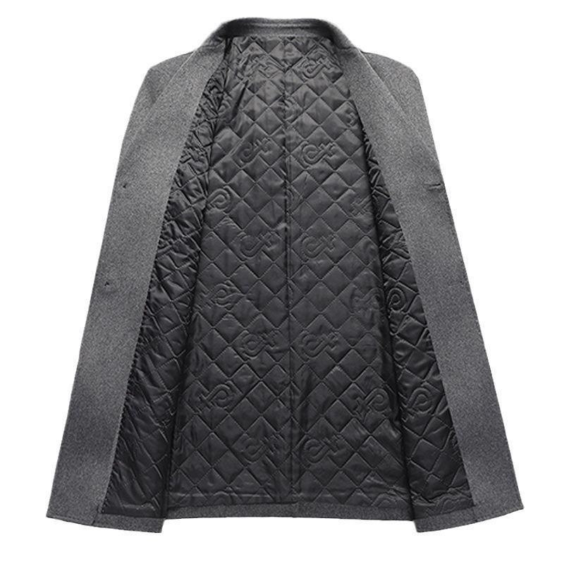 Autumn and Winter New Men's Woolen Coat Medium and Long Suit Collar Business Casual Thickened Woolen Coat Men's Coat