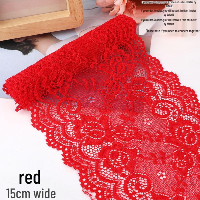 Bordo in pizzo elastico morbido largo 15 cm per decorazione di abbigliamento e gonne fai da te in bianco o nero
