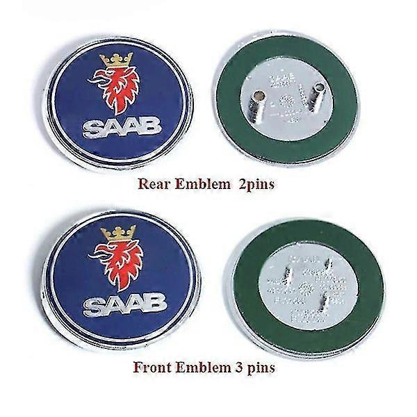 68mm Saab Auto-Motorhaubenemblem, Kofferraumdeckel- und Stoßstangenabzeichen, kompatibel mit Saab 93 und 95.