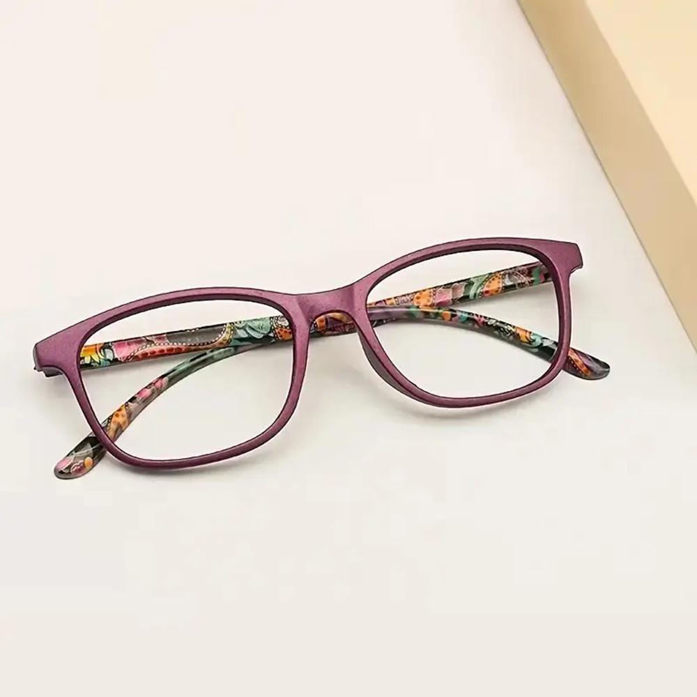 

Fashion Vintage Printed Reading Glasses TR Material Lightweight Durable Presbyopia Eyewear Anti-Blue Light Reading Eyeglasses +100 фиолетовый
