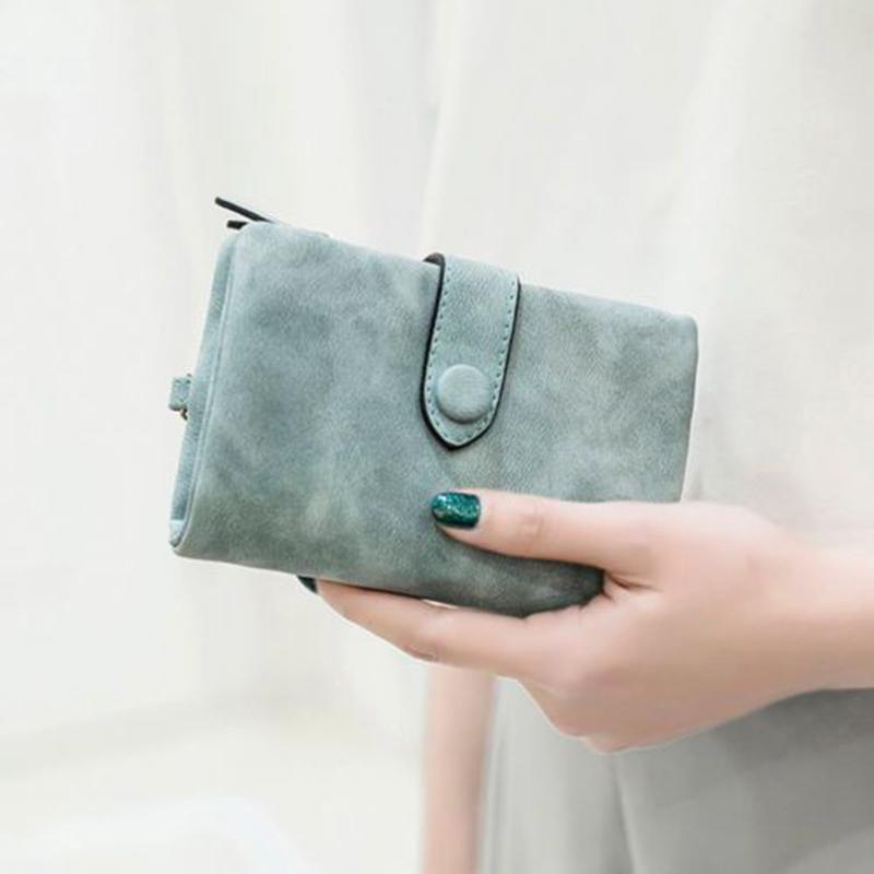 Women Wallet Nubuck Leather Short Wallets Lady 3 Fold Multi-Card Holder High Quality Lady Wallets Purse Case