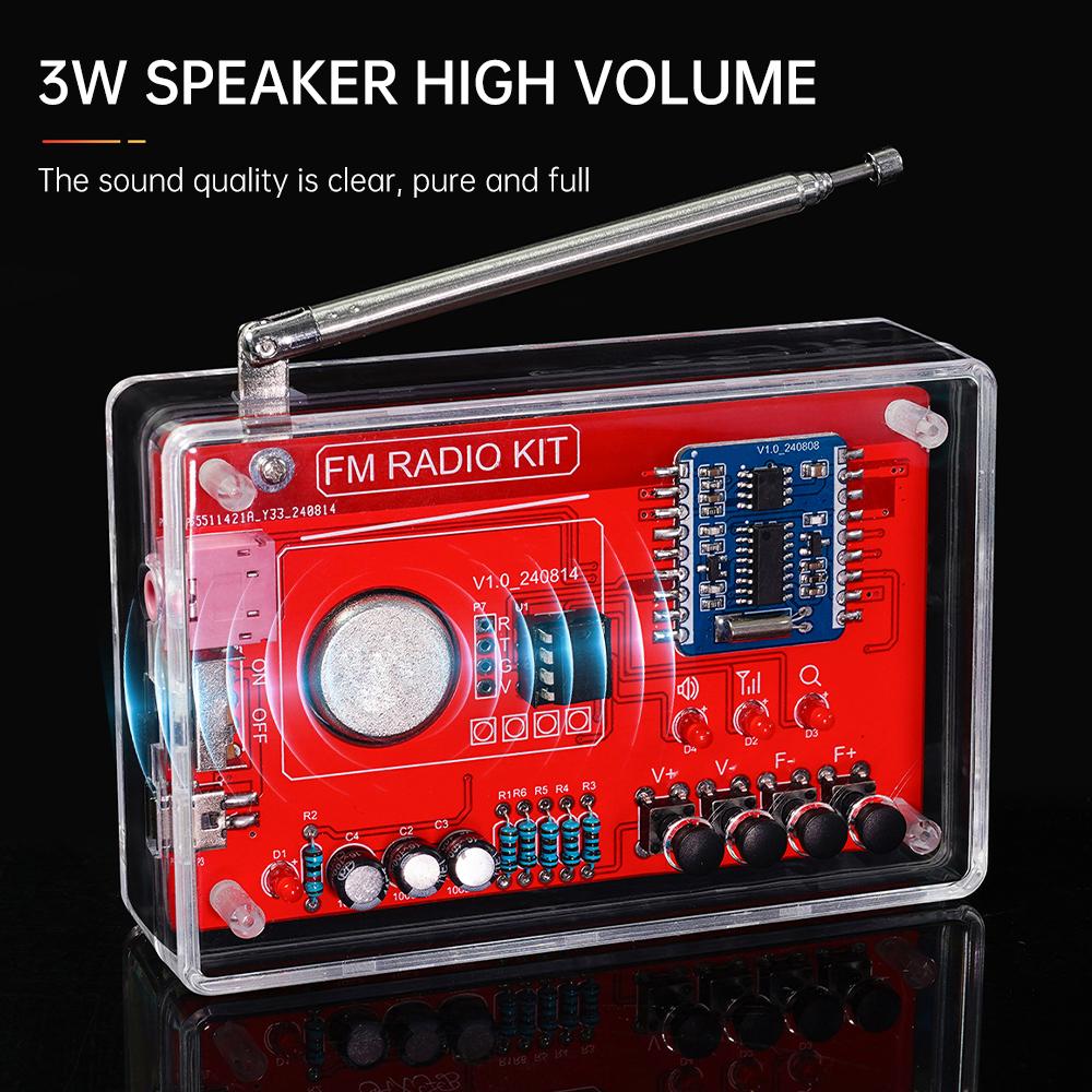 DIY FM Radio Electronic Kit 87-108MHz Adjustable Frequency Digital Display DIY Soldering Project Practice Solder RDA5807