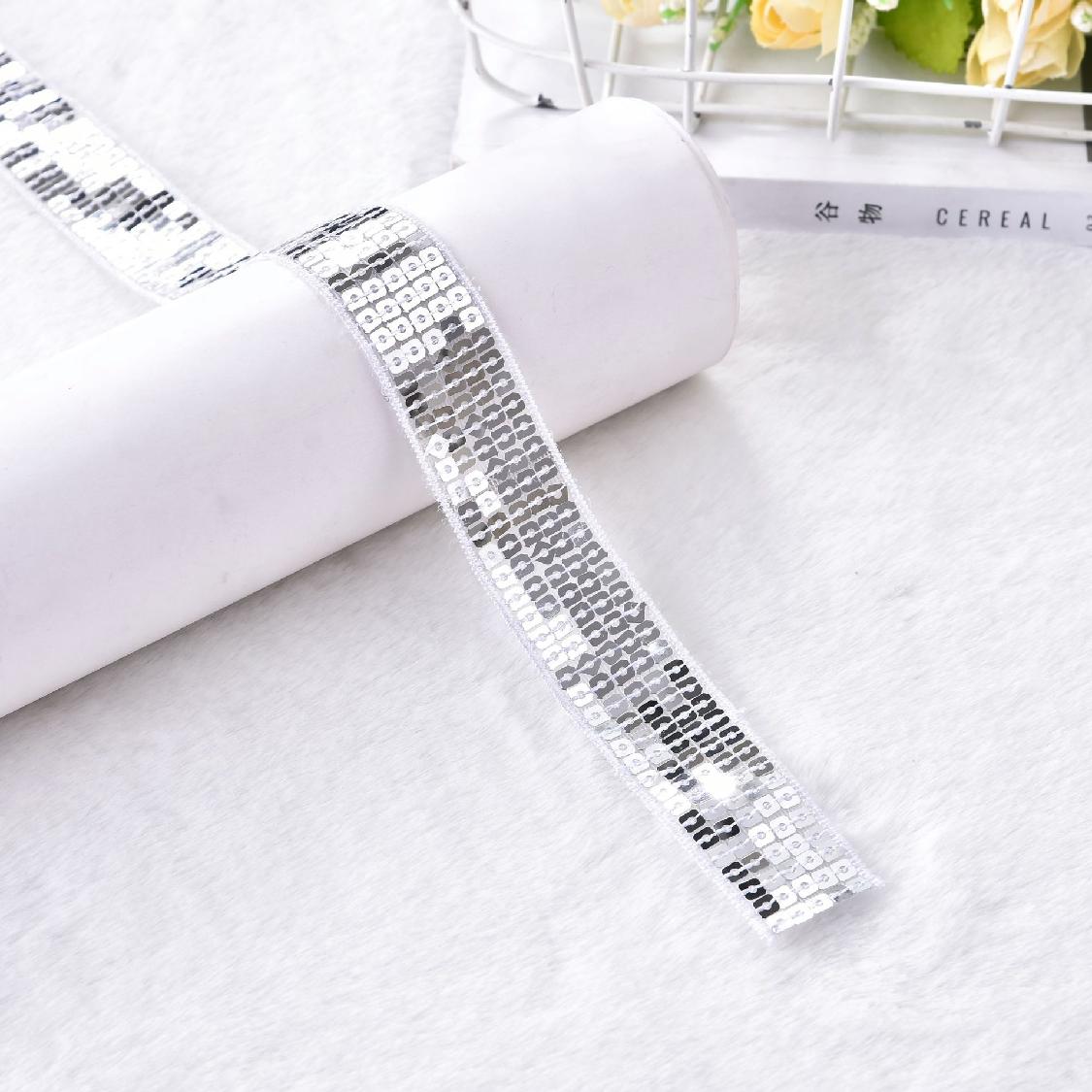 

2/5Yards 25mm Sequins Ribbon Lace Trim Sequin Sewing Fabric Ribbon For Latin Dress Clothes Headdress Bridal Wedding Accessories 2yards length