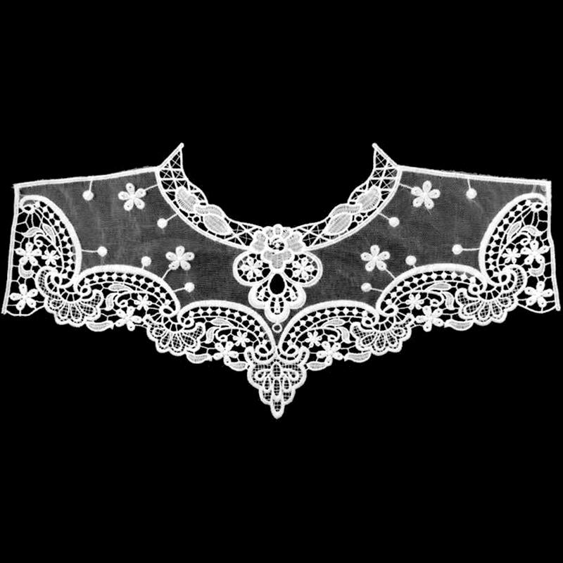 1 ks Našívací záplaty Jednobarevné Mléčné vlákno DIY Krajkový výstřih Límec Ozdoba Květinový vzor Vyšívaná látková aplikace