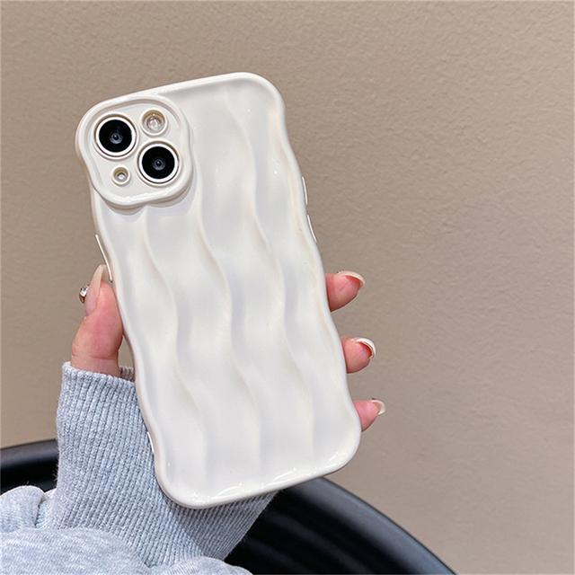 Koreanische ästhetische glänzende Ripple Laser Handytasche für Iphone 14 13 12 11 Pro Max süße schlichte wellige stoßfeste weiche rückseitige Abdeckung Funda