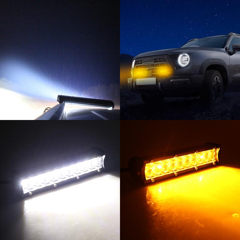 Motorcycle Headlight Light Handlebar LED Light Bar Set 60W LED With switch Kit Fits Most 7/8” Handlebars White Yellow Flicker