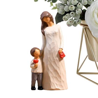 Živicová ozdoba na remeslá pre stôl Figúrka Matka a syn Socha Elegantná stolová ozdoba Rodinná stojaca socha Kreatívna remeselná dekorácia do domácnosti