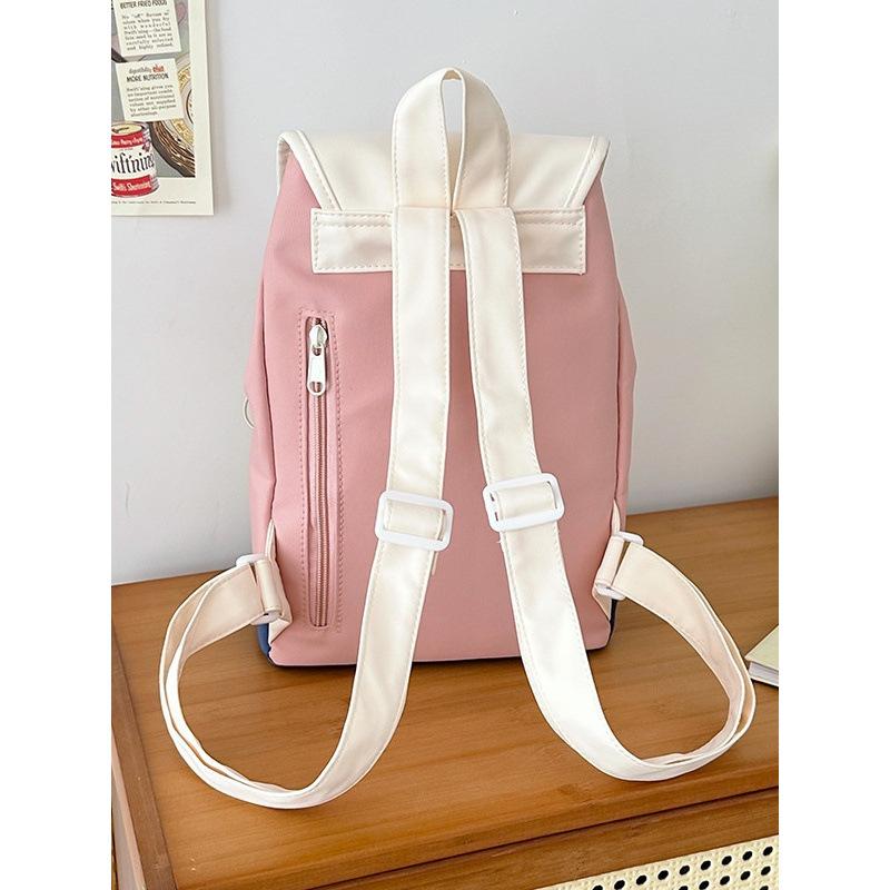 Schoolbag College Students Contrasting Color Backpack Commuting Simple New Versatile Backpack Primary School Students Travel Research Small Fresh
