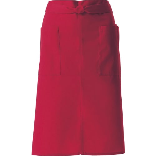 ARBE Women's Water-Repellent Knee-Length Twill Apron, 14 Colors Available, Durable, Suitable for Restaurants, Cafes, and Hotels, Model C-2, Red, Size