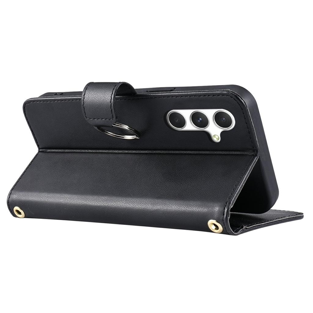 For Samsung Galaxy S25 FE Case Ring Buckle Wallet Stand Rhombus Crossbody Leather Mobile Cover